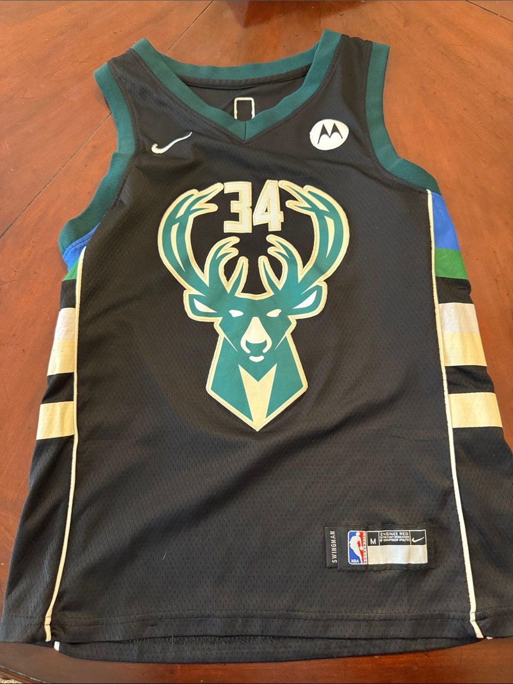 Black & Teal Milwaukee Bucks #34 Basketball Jersey